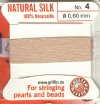 2 Meters of #4 Beige Griffin Silk Cord with Fixed Needle
